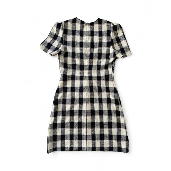 Shoshanna Classic Plaid Mini Black and White Checkered Dress 6 New - Picture 4 of 6
